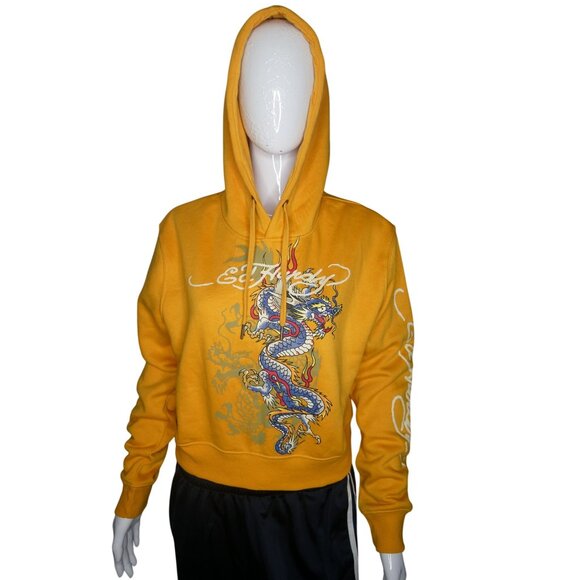 Ed Hardy Dragon Pullover Hoodie Marigold Women's‎ Size M - Picture 1 of 13